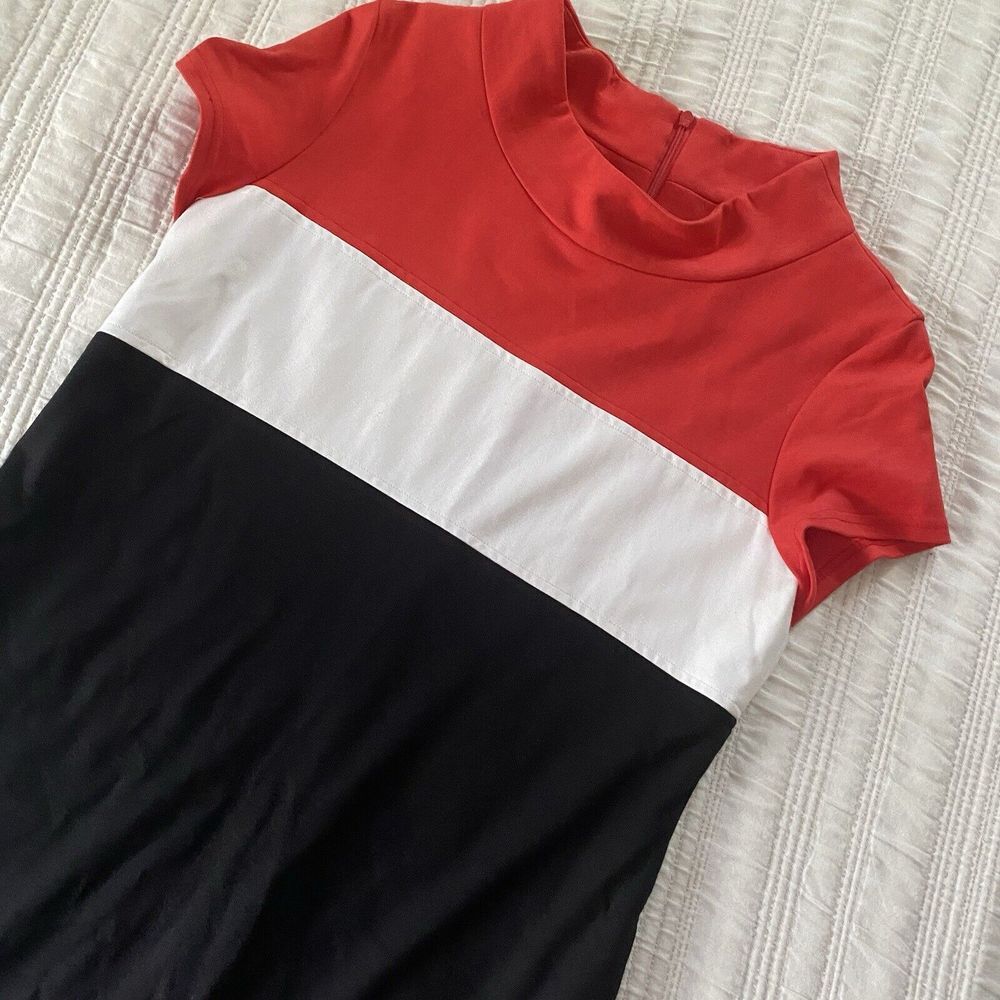 Sara Campbell Sz Small S Colorblock Red White Black Shortsleeved Shirt Dress